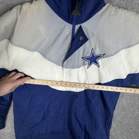 Vintage Dallas Cowboys Jacket Pullover Mens Medium Blue White Autograph - Picture 14 of 16